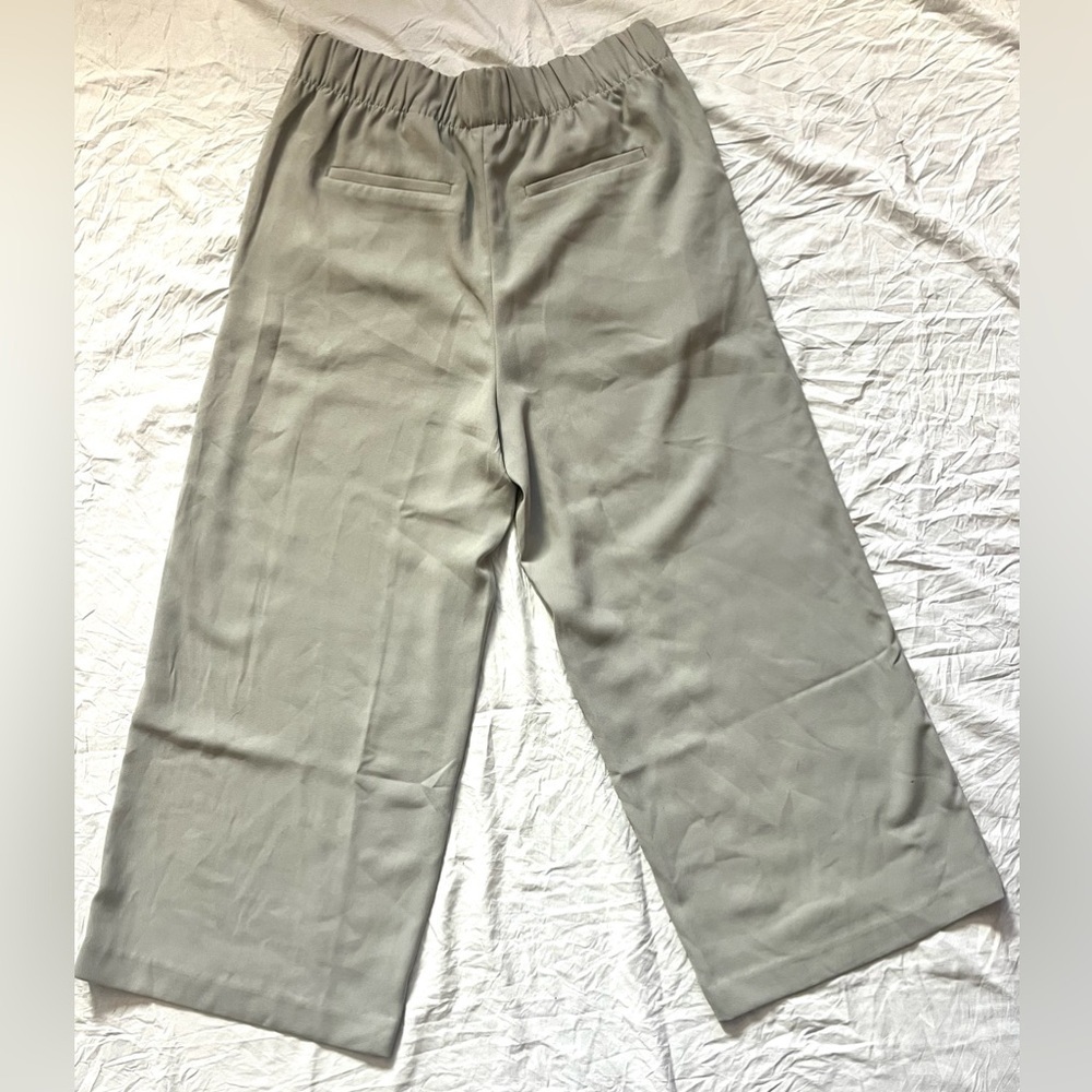 H&M Womens Beige Wide-Leg Pull-On Elastic Waistland Pants Size 2 - Picture 9 of 11